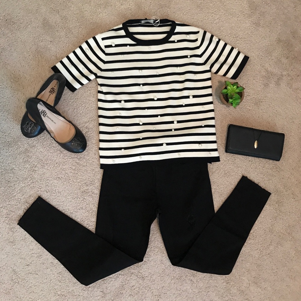 Zara Pearl Embellished Knit Top - Picture 3 of 8